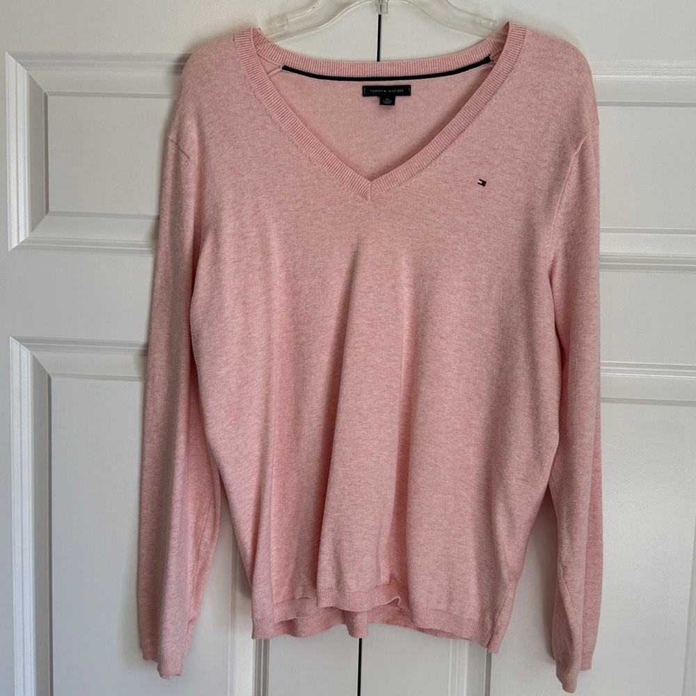 Pink Tommy V-neck Sweater Size XL